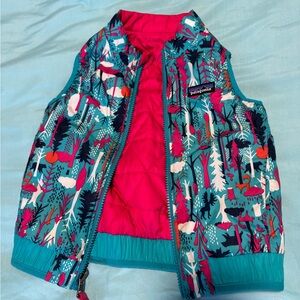 Patagonia Kids' Teal and Pink Forest Print Vest